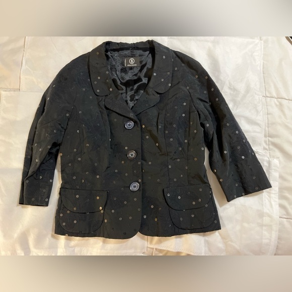Sônia Bogner womens evening Jacket small Black Sequin Collar shimmer 3/4 sleeve  - Picture 15 of 16